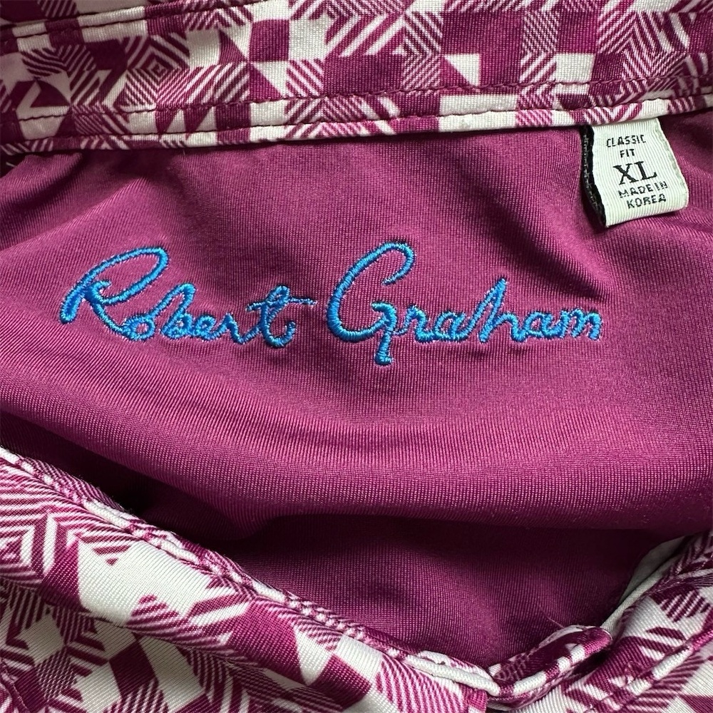 Robert Graham Men's XL Purple Wooderson Geo Print Performance Golf Polo - Picture 6 of 7